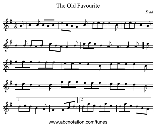 The Old Favourite - staff notation