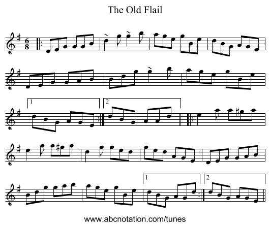The Old Flail - staff notation