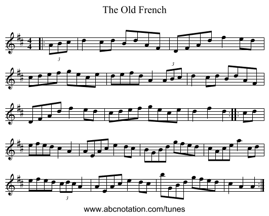 The Old French - staff notation