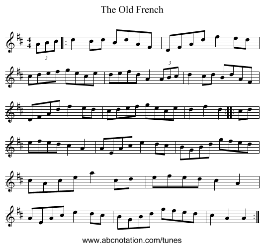 The Old French - staff notation