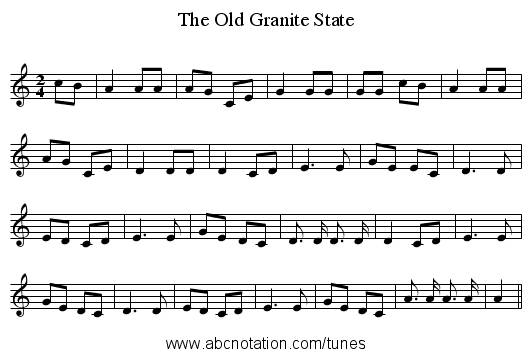 The Old Granite State - staff notation