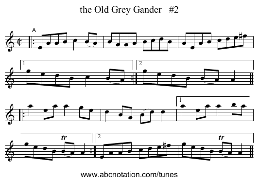 the Old Grey Gander   #2 - staff notation