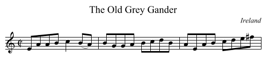 The Old Grey Gander - staff notation