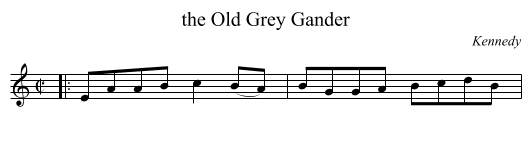 the Old Grey Gander - staff notation