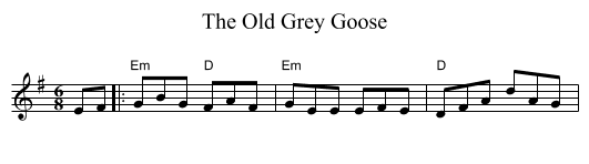 The Old Grey Goose - staff notation