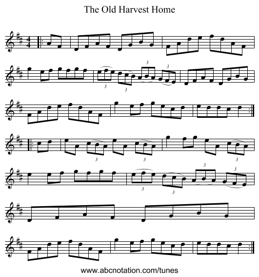 The Old Harvest Home - staff notation