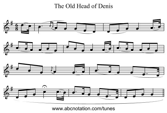 The Old Head of Denis - staff notation