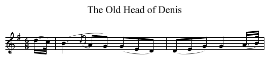 The Old Head of Denis - staff notation