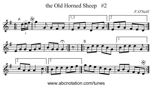 the Old Horned Sheep   #2 - staff notation