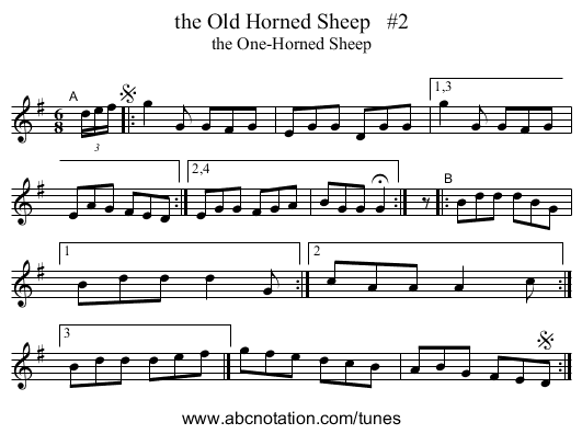 the Old Horned Sheep   #2 - staff notation