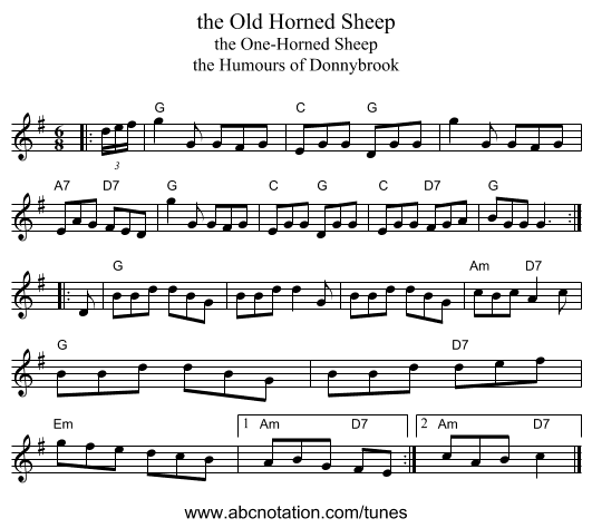 the Old Horned Sheep - staff notation
