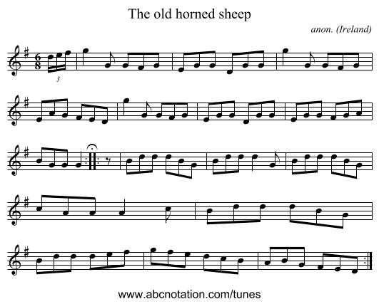 The old horned sheep - staff notation