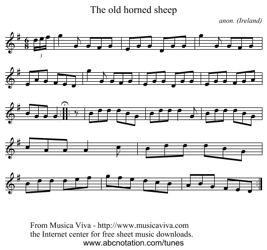 The old horned sheep - staff notation
