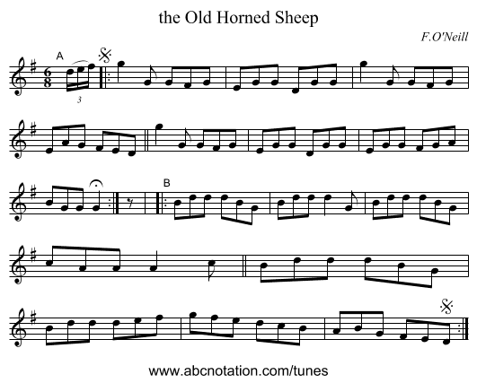 the Old Horned Sheep - staff notation