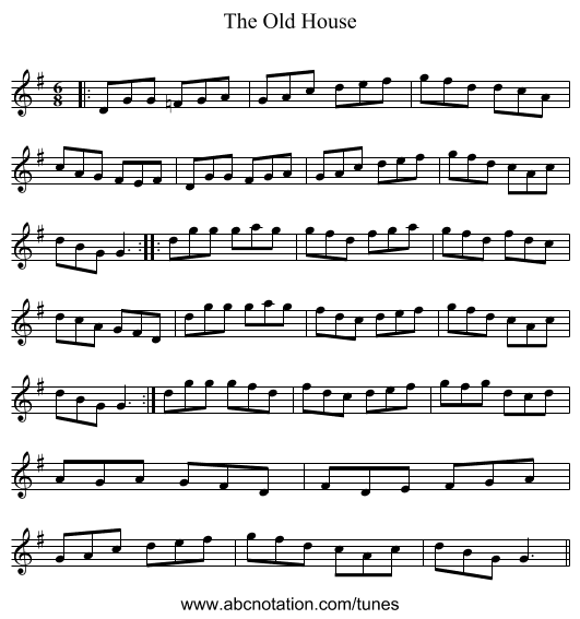 The Old House - staff notation