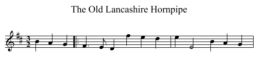 The Old Lancashire Hornpipe - staff notation