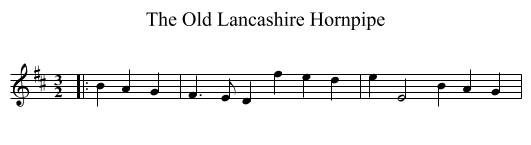 The Old Lancashire Hornpipe - staff notation