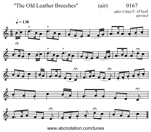 The Old Leather Breeches (air) 0167 - staff notation