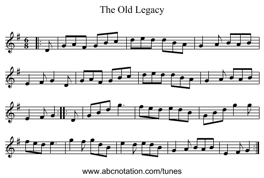 The Old Legacy - staff notation