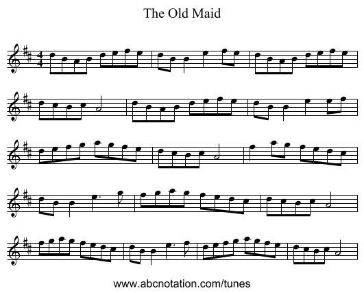 The Old Maid - staff notation