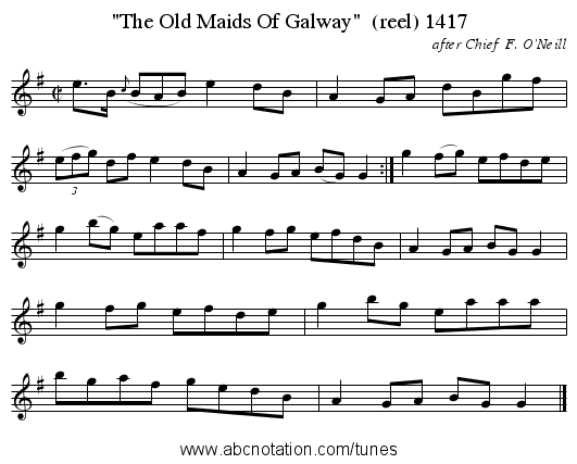The Old Maids Of Galway  (reel) 1417 - staff notation