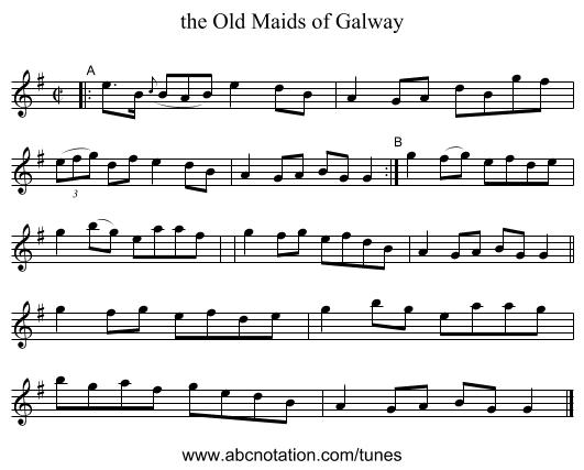 the Old Maids of Galway - staff notation
