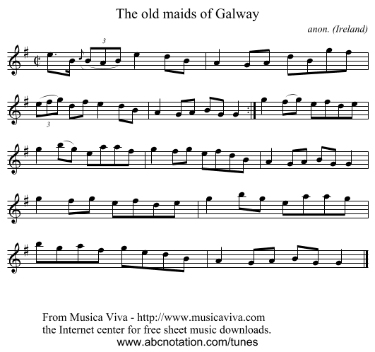 The old maids of Galway - staff notation