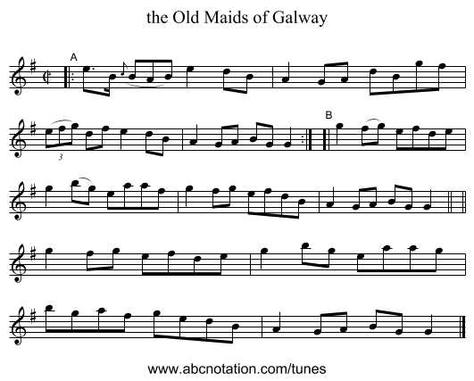 the Old Maids of Galway - staff notation