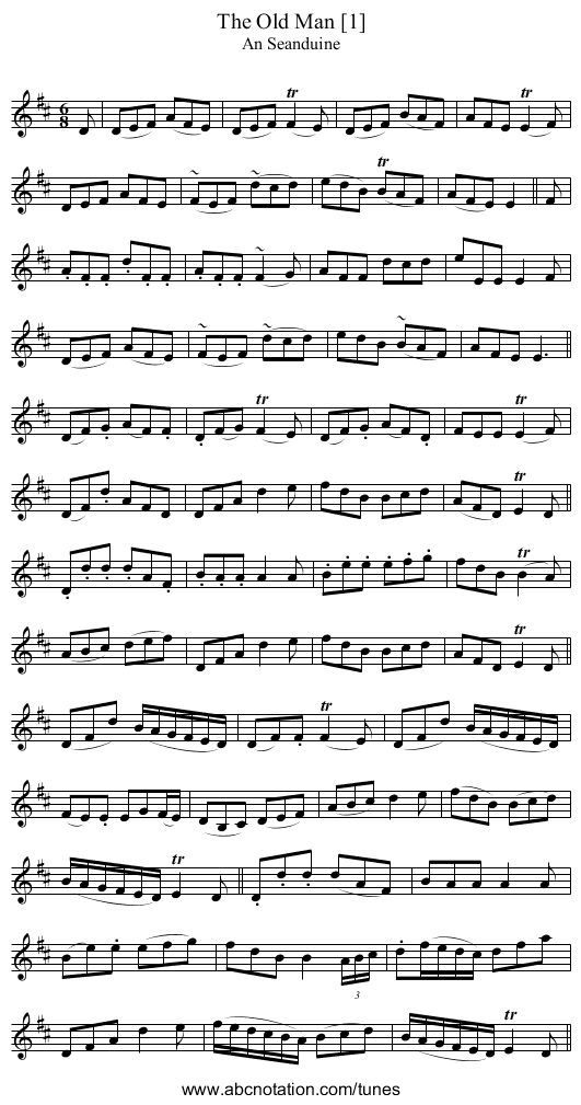 The Old Man [1] - staff notation