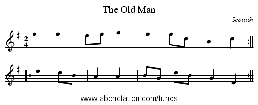 The Old Man - staff notation