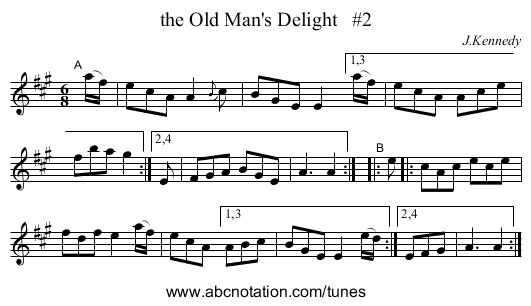 the Old Man's Delight   #2 - staff notation