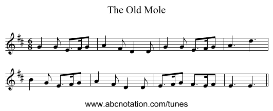 The Old Mole - staff notation