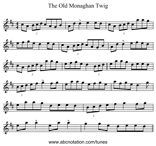 The Old Monaghan Twig - staff notation