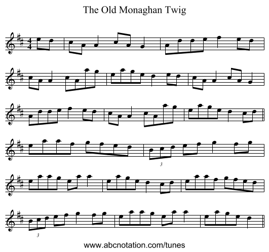 The Old Monaghan Twig - staff notation
