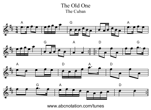 The Old One - staff notation