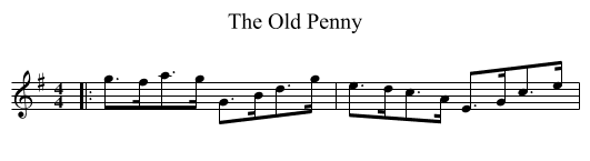 The Old Penny - staff notation