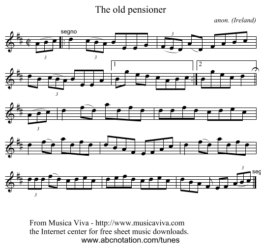 The old pensioner - staff notation