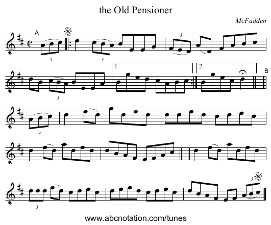 the Old Pensioner - staff notation