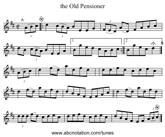 the Old Pensioner - staff notation