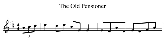 The Old Pensioner - staff notation