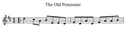 The Old Pensioner - staff notation