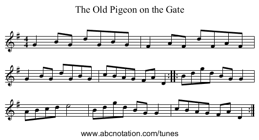 The Old Pigeon on the Gate - staff notation