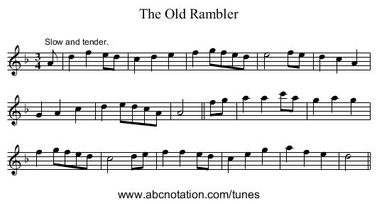 The Old Rambler - staff notation