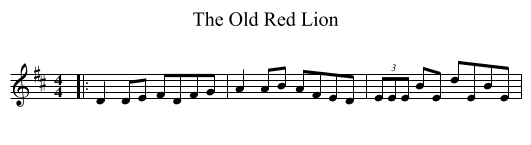 The Old Red Lion - staff notation