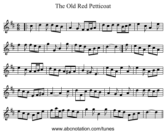 The Old Red Petticoat - staff notation