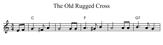 The Old Rugged Cross - staff notation