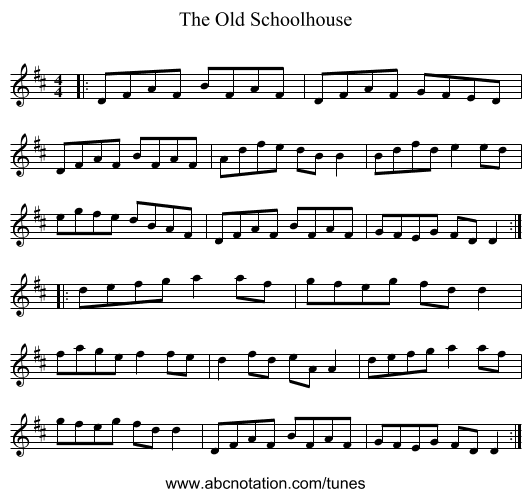 The Old Schoolhouse - staff notation