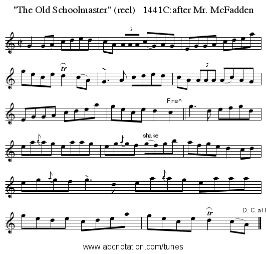 The Old Schoolmaster (reel)   1441C:after Mr. McFadden - staff notation