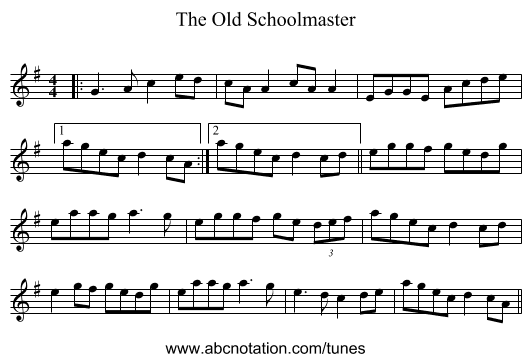 The Old Schoolmaster - staff notation