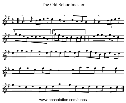 The Old Schoolmaster - staff notation